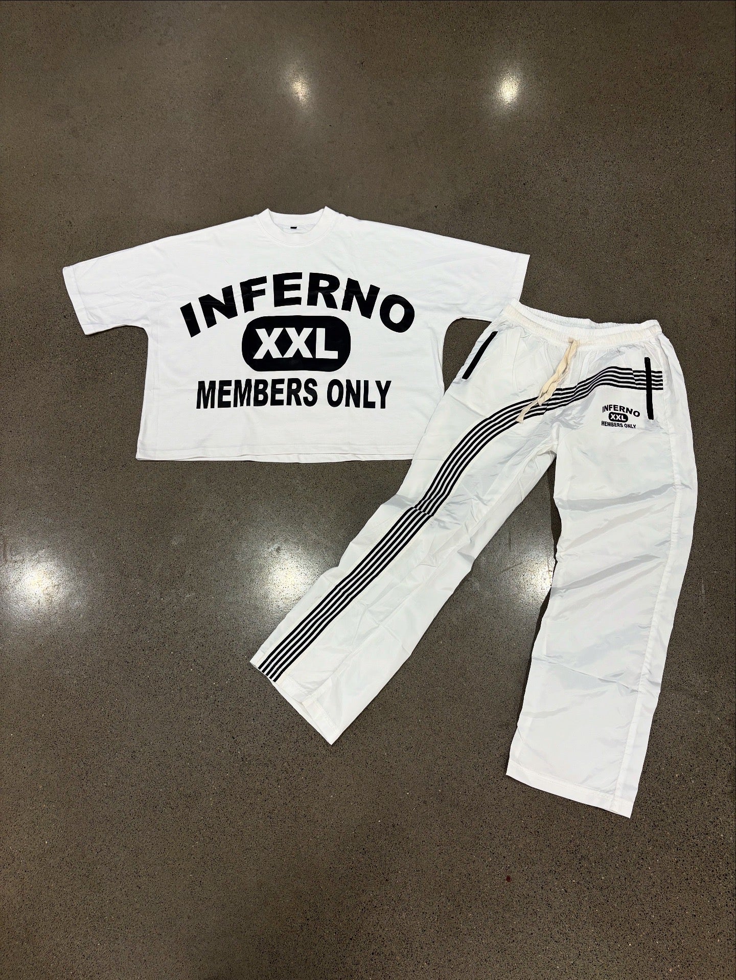 White Nylon Stripped Pants