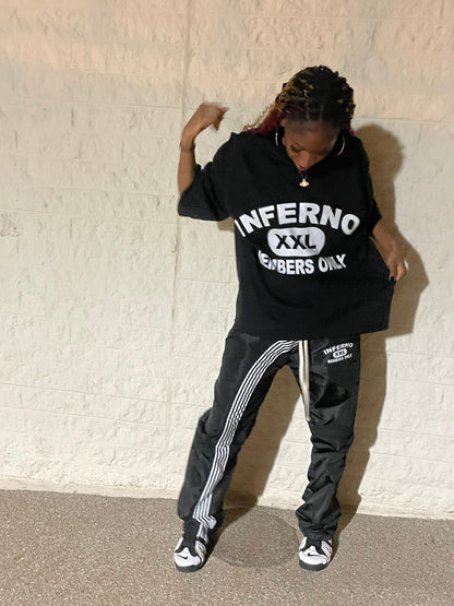 Black Nylon Striped Pants