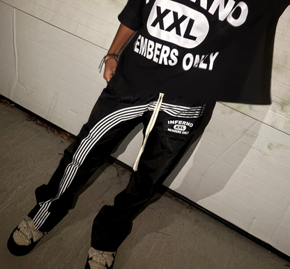 Black Nylon Striped Pants