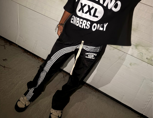 Black Nylon Striped Pants