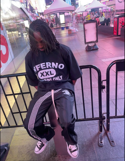 Black Nylon Striped Pants