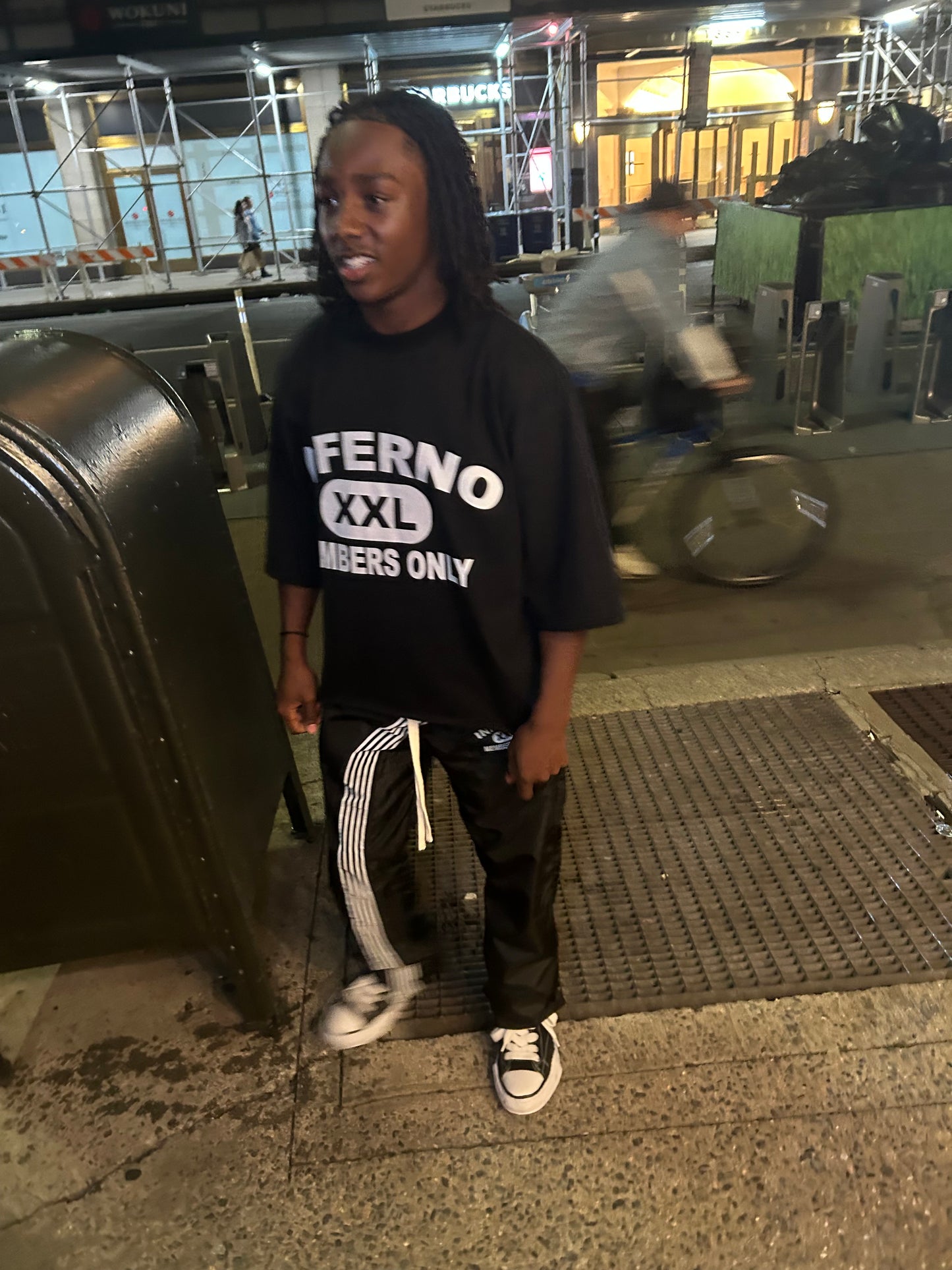 Black Nylon Striped Pants