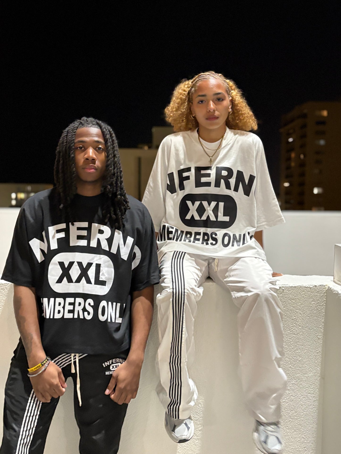 Black Nylon Striped Pants