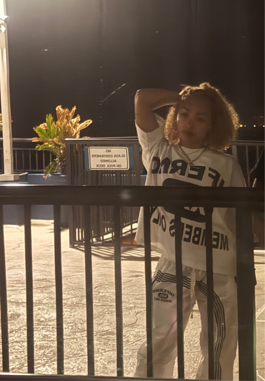 White Nylon Stripped Pants